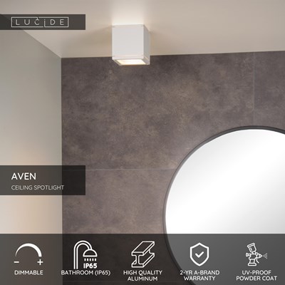 Lucide AVEN - Ceiling spotlight Bathroom - 1xGU10 - IP65 - White
